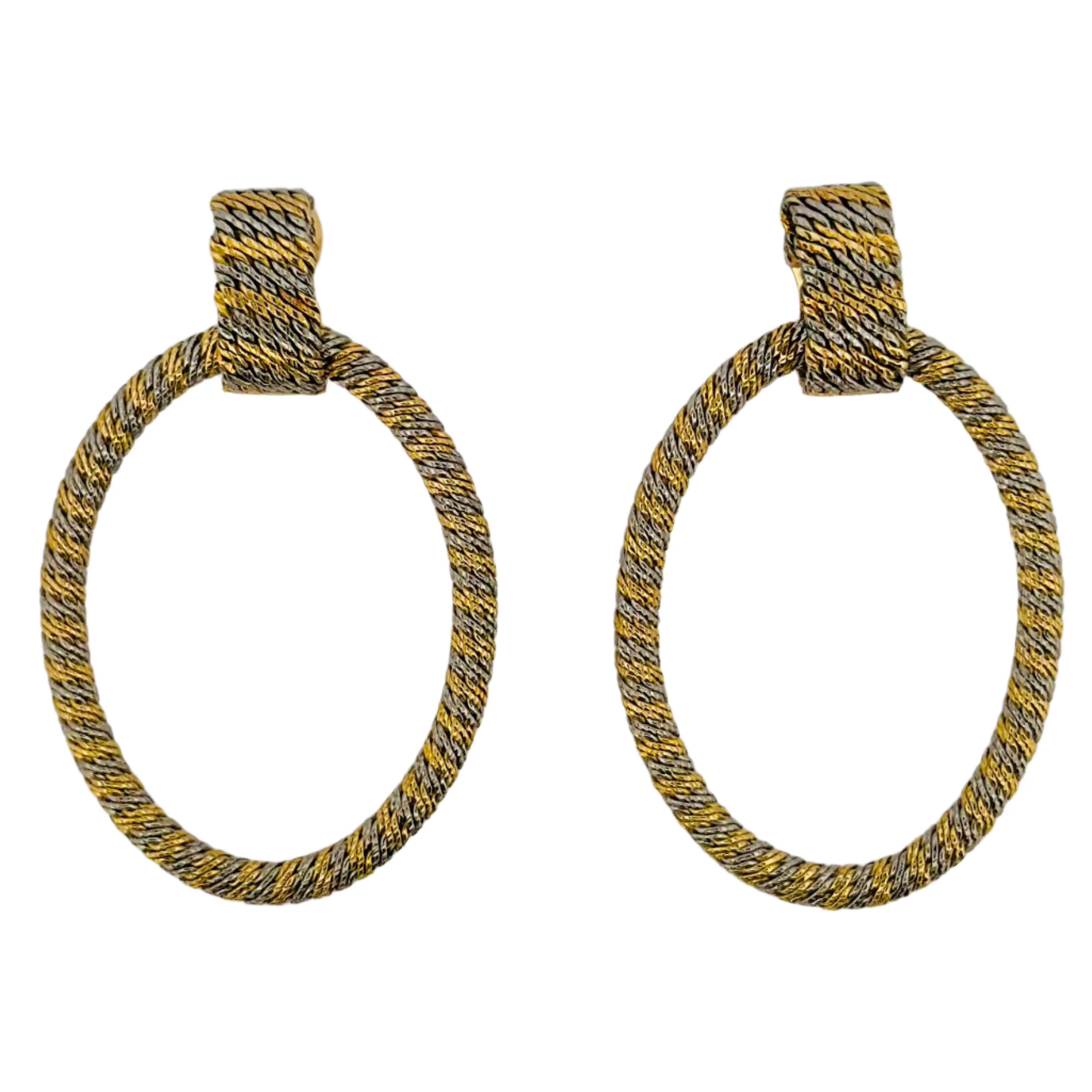 Boucles d'oreilles Créoles FRED en or jaune et or blanc