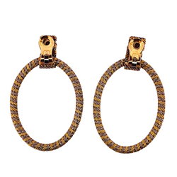 Pair of Earrings FRED in yellow gold and white twisted colors