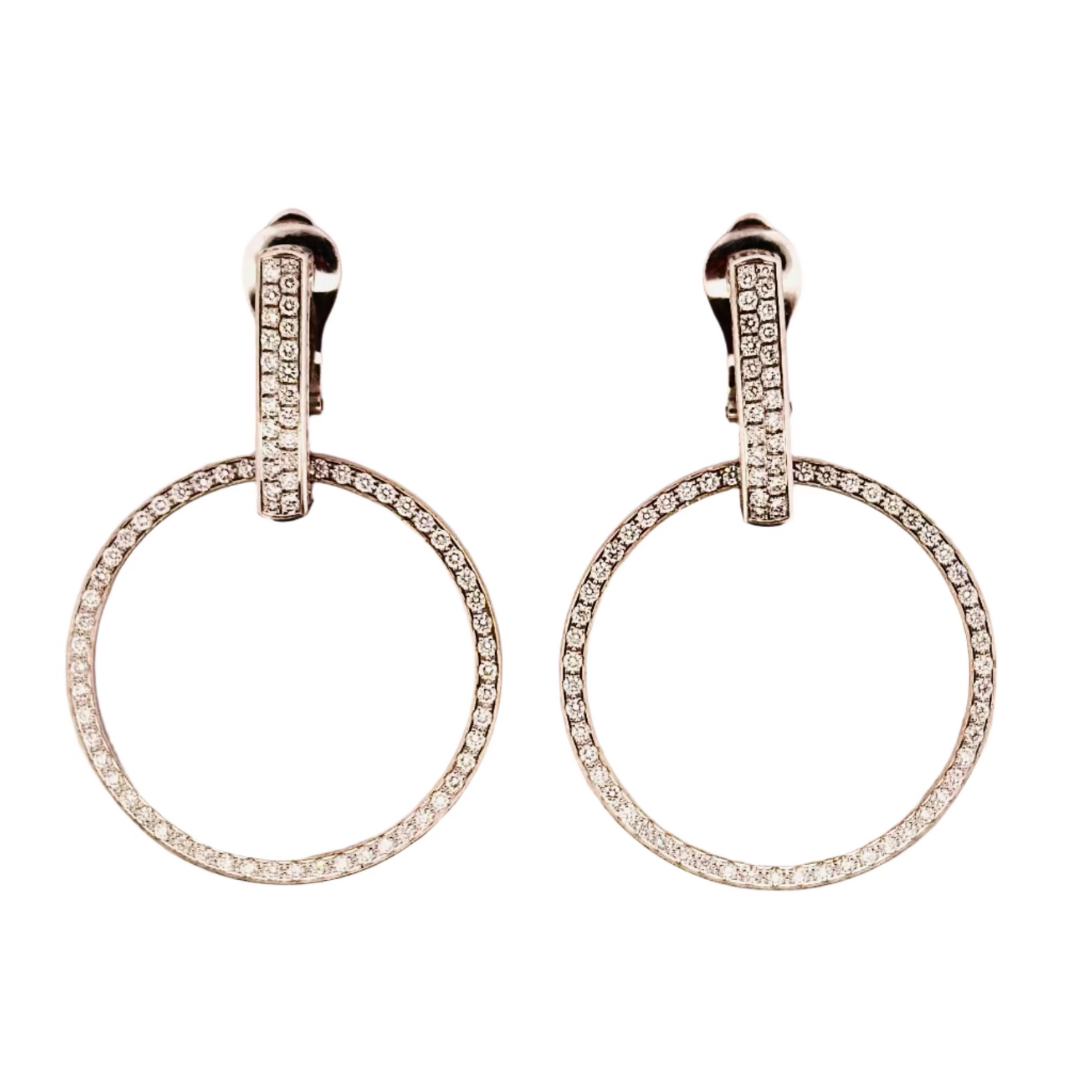 Boucles d'oreilles Créoles BOUCHERON en or blanc et diamants