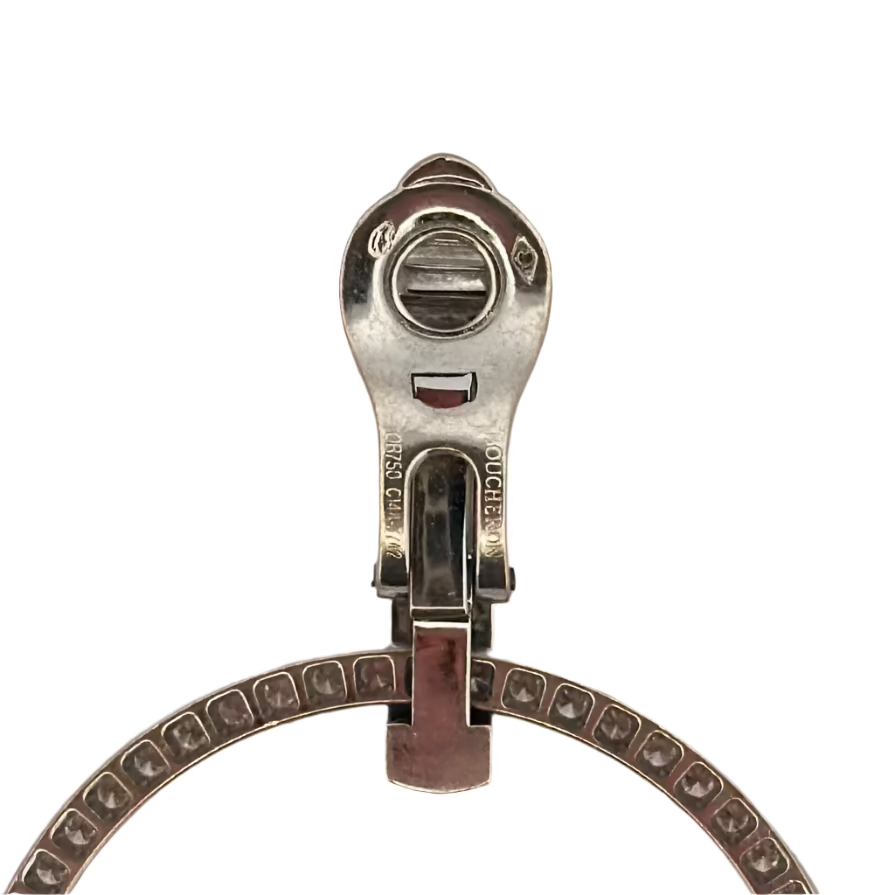 Pair of BOUCHERON earrings in white gold and diamonds