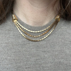 Necklace three-row articulated gold
