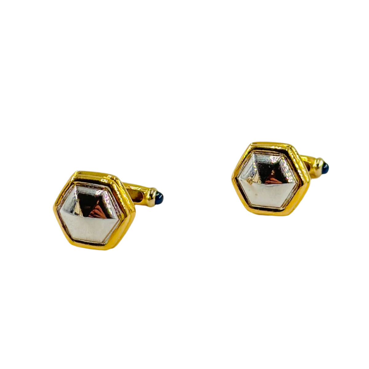 Boutons de manchette en or jaune, or blanc et saphirs
