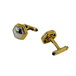 Boutons de manchette en or jaune, or blanc et saphirs