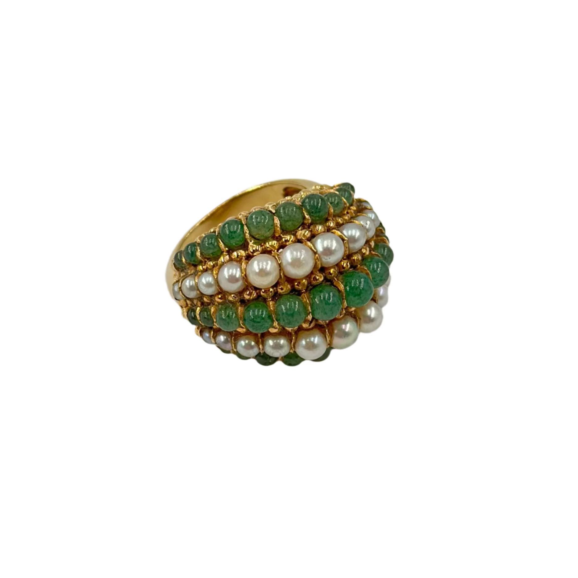 Bague Dôme VAN CLEEF & ARPELS Twist en or jaune, chrysoprases et perles