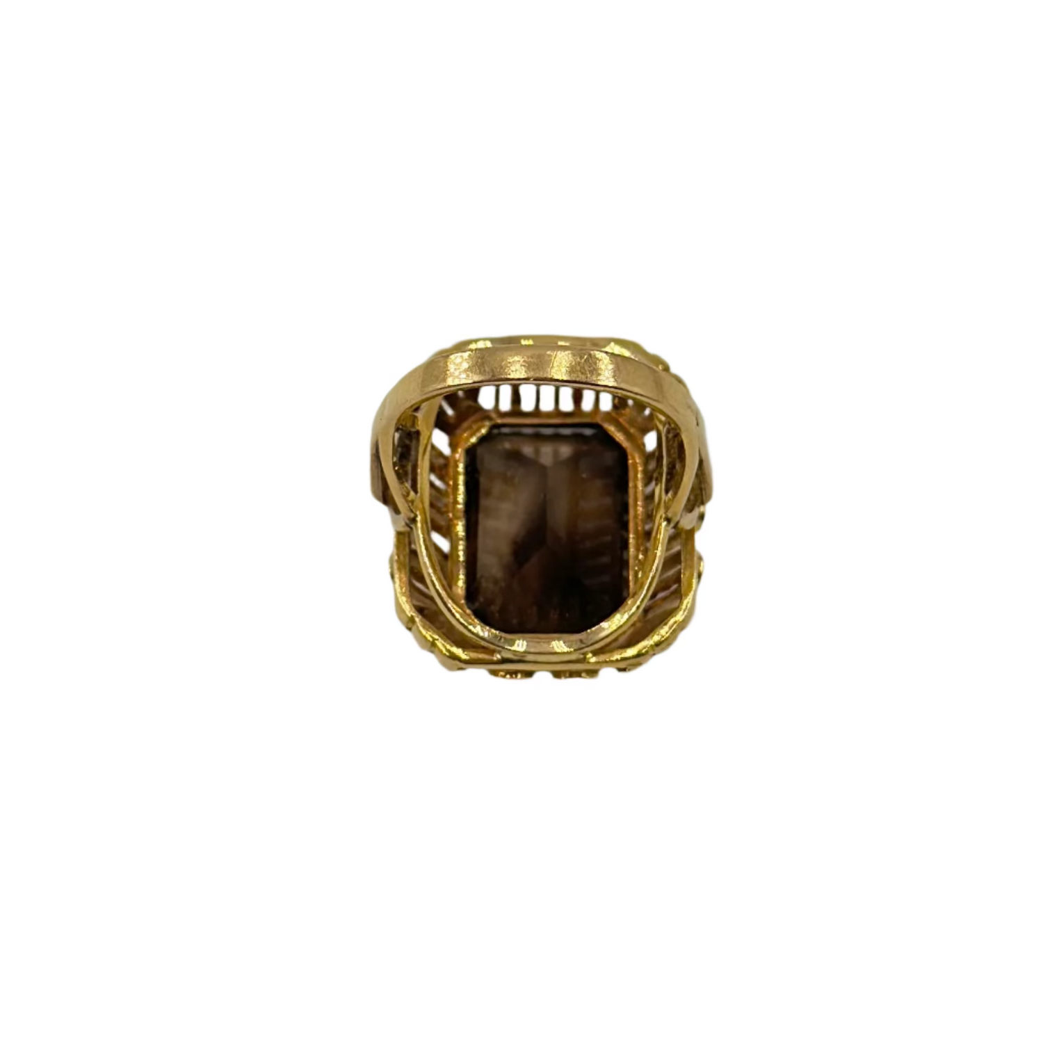 Bague Cocktail en or jaune et quartz fumé