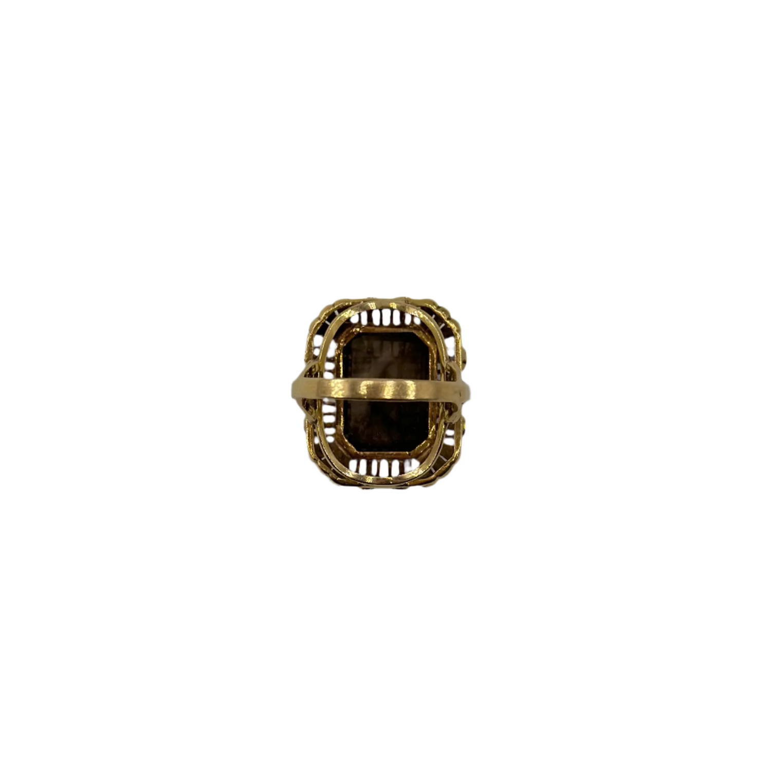 Bague Cocktail en or jaune et quartz fumé