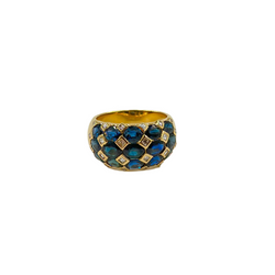 Bague Jonc POIRAY en or jaune, saphirs et diamants