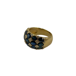 Bague Jonc POIRAY en or jaune, saphirs et diamants
