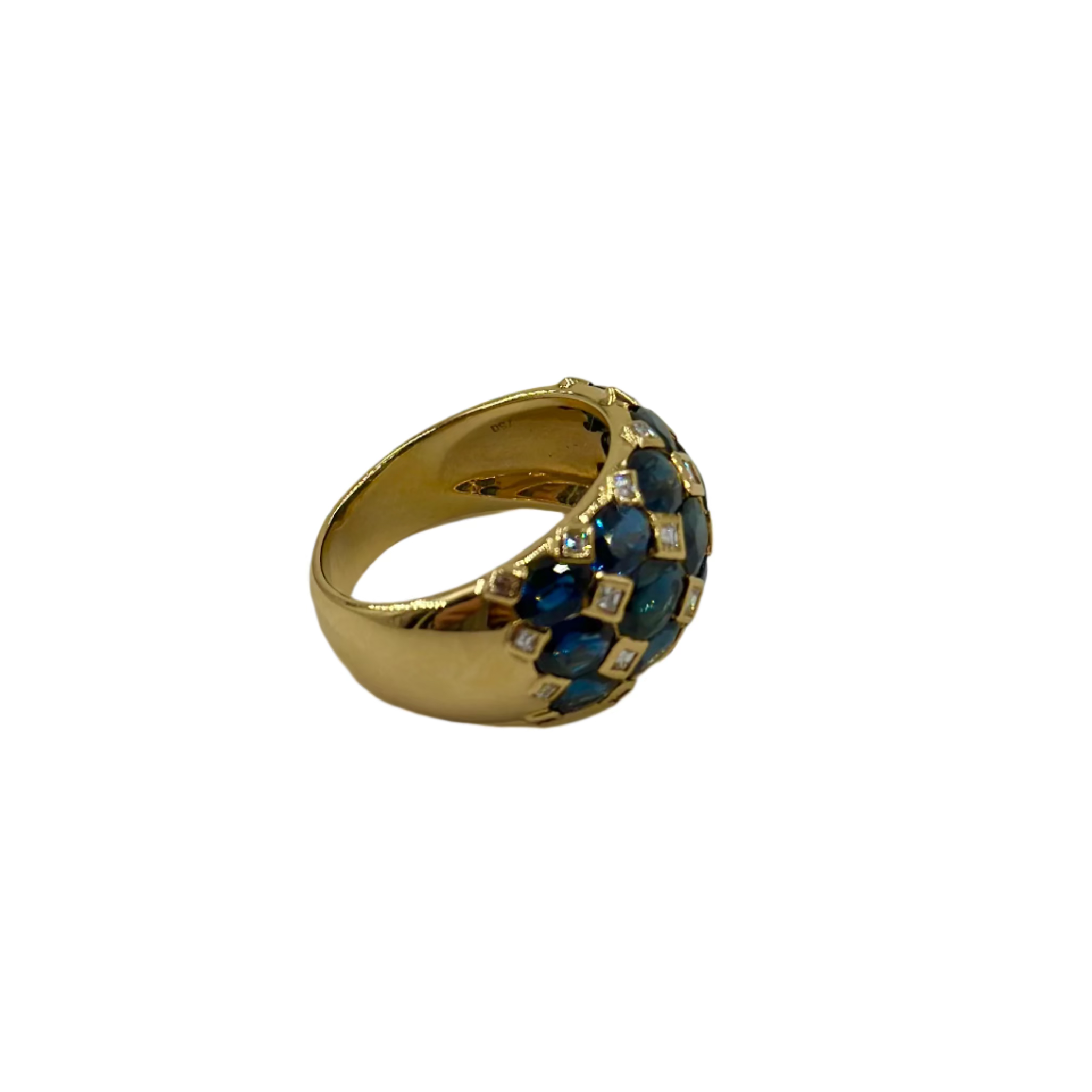 Bague Jonc POIRAY en or jaune, saphirs et diamants