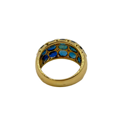 Bague Jonc POIRAY en or jaune, saphirs et diamants