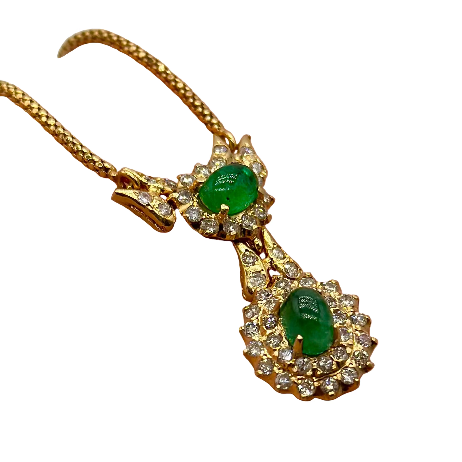 Collier Pendentif en or jaune, émeraude et diamants