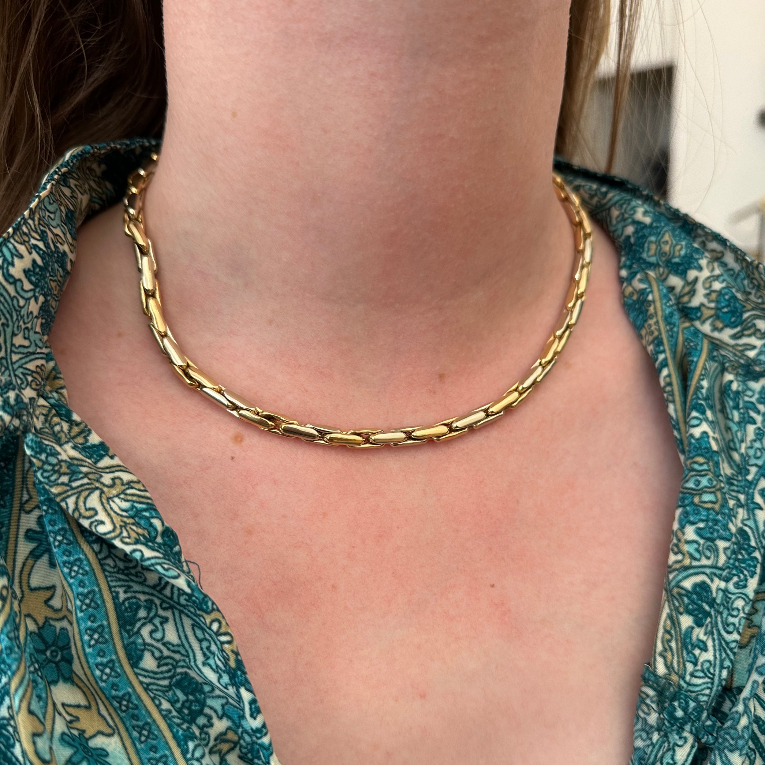 Necklace Mesh yellow gold and white gold