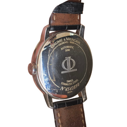 Montre BAUME ET MERCIER en acier, cuir et quartz