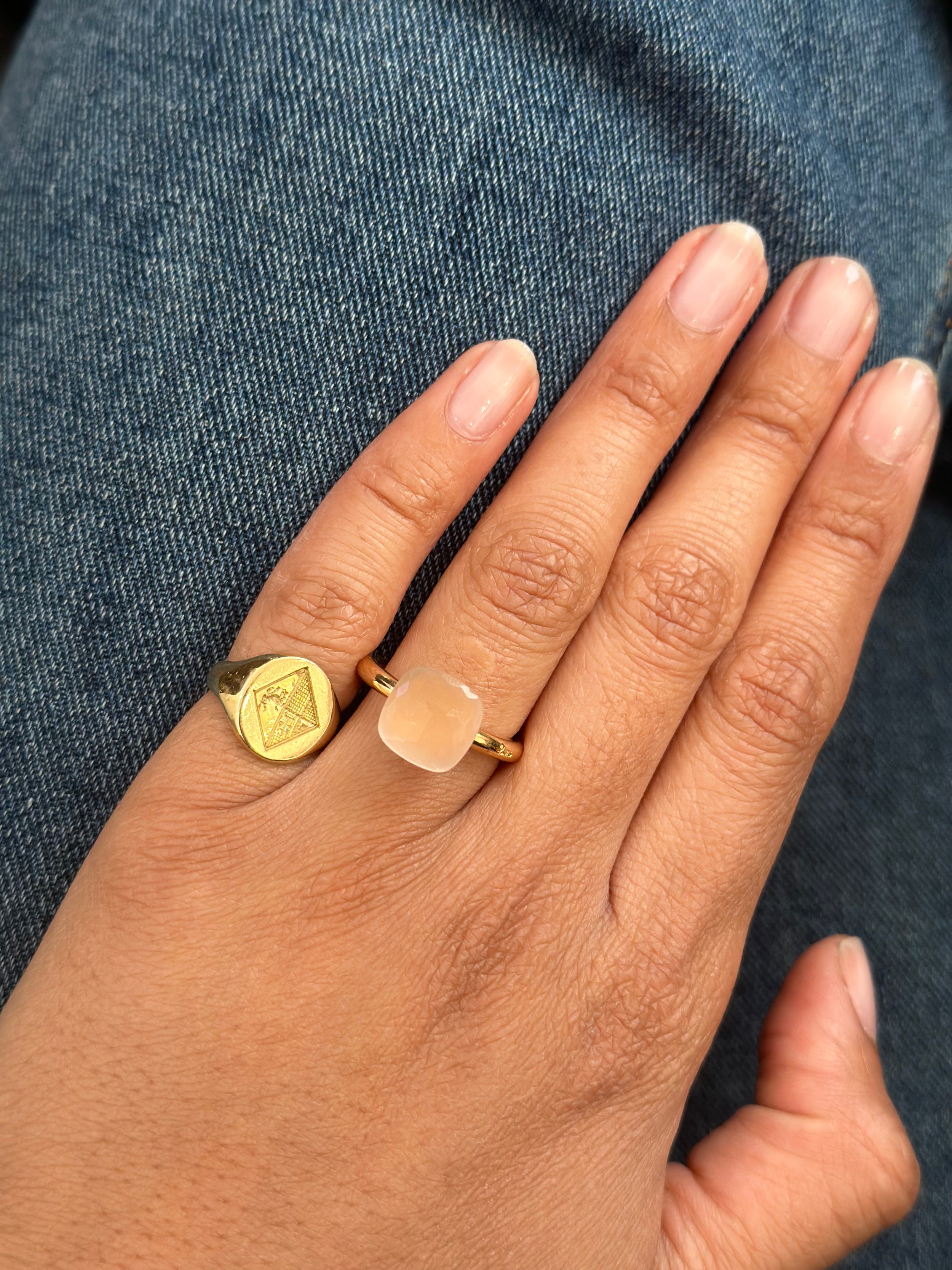 POMELLATO Nudo ring in yellow gold and pink quartz