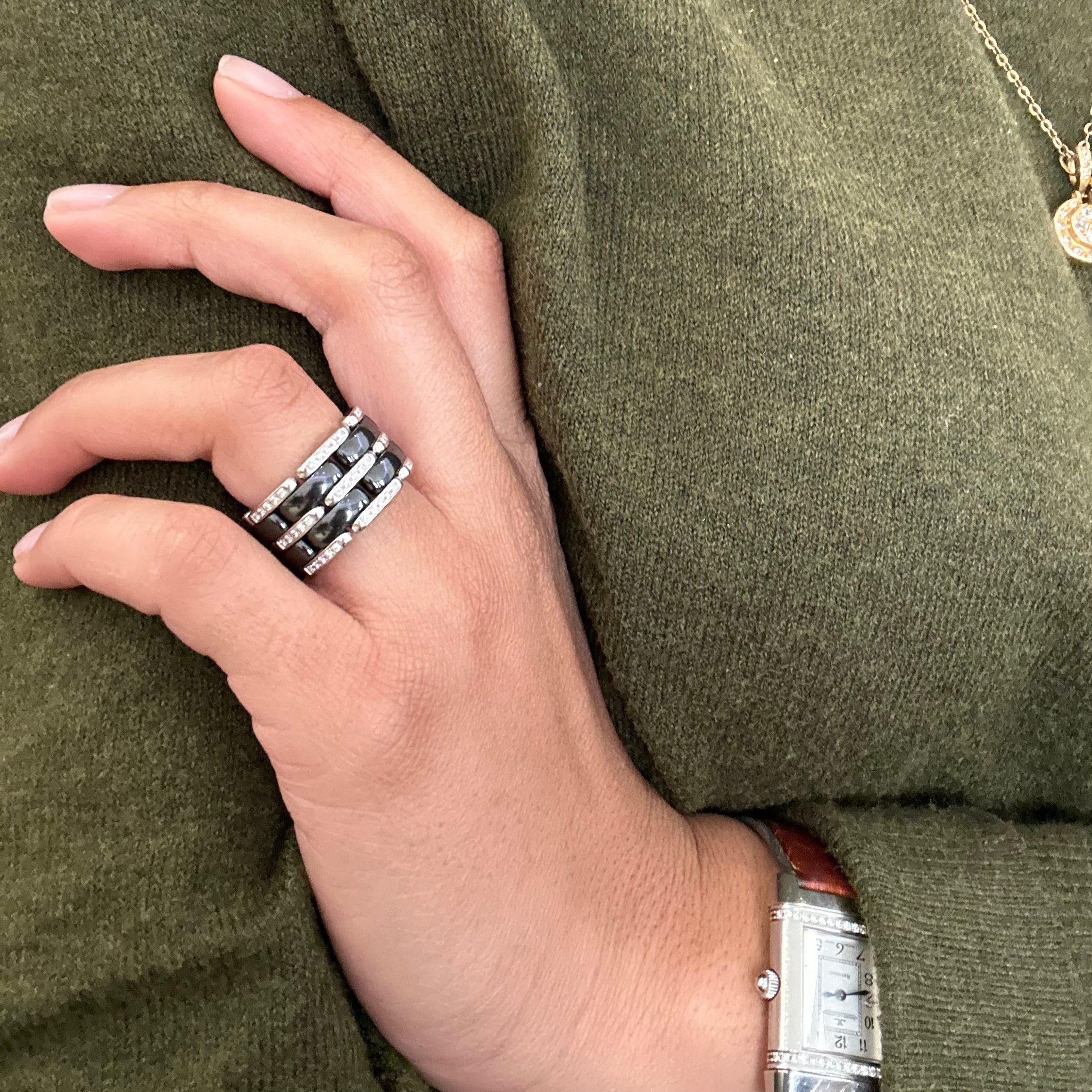 CHANEL Ultra Bandeau ring in white gold black ceramic and diamonds Castafiore