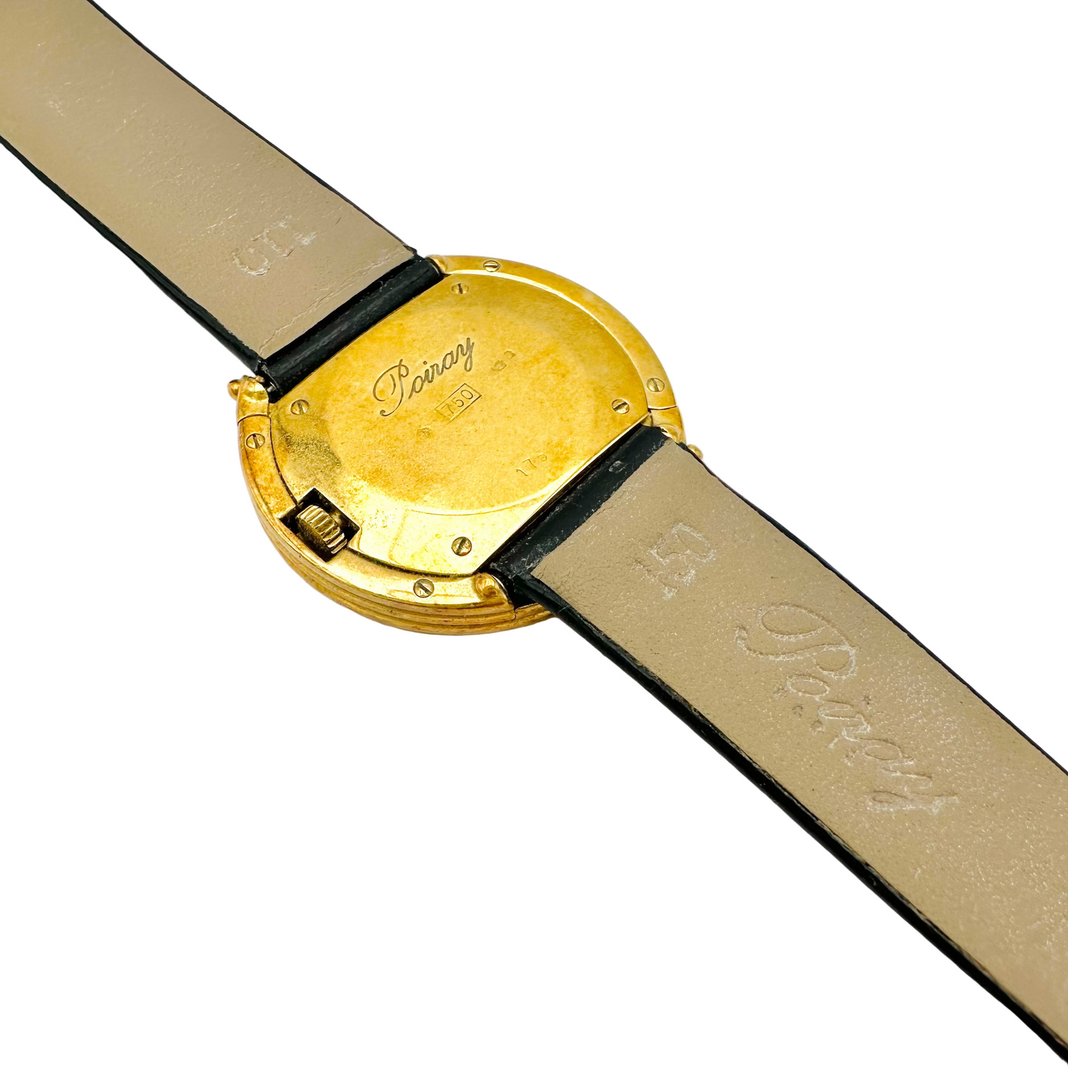 POIRAY "Ma Seconde" Watch in yellow gold, Mother-of-pearl, and leather