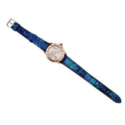 Montre BULGARI en or rose, acier, nacre et cuir