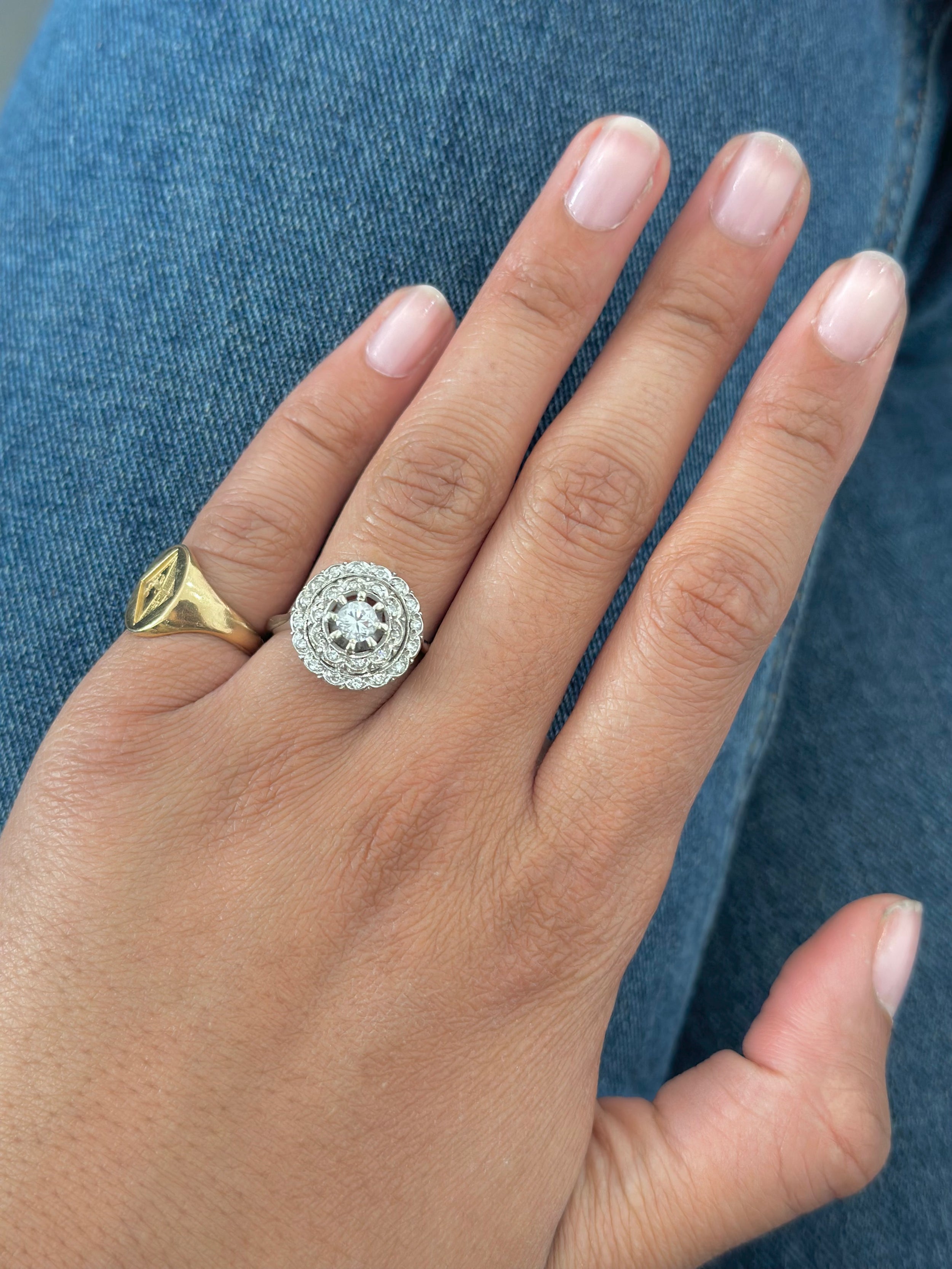 Platinum and diamond ring