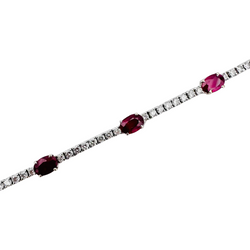 Bracelet Ligne tennis en or blanc diamants et rubis
