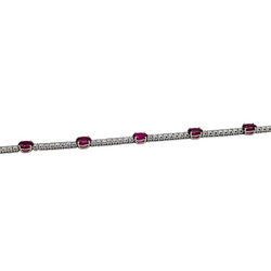 Bracelet Ligne tennis en or blanc diamants et rubis