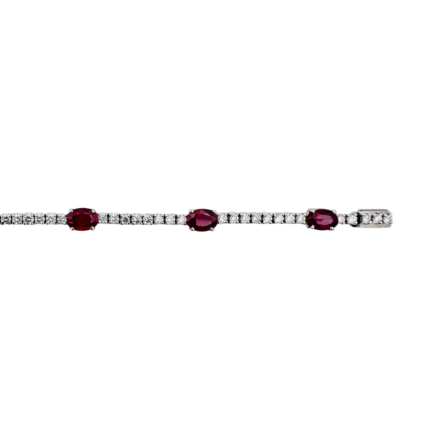 Tennis Line bracelet in white gold with diamonds and rubies