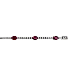 Bracelet Ligne tennis en or blanc diamants et rubis