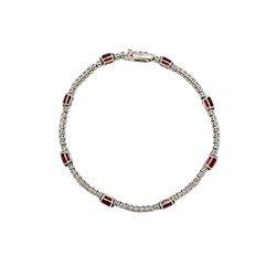 Bracelet Ligne tennis en or blanc diamants et rubis