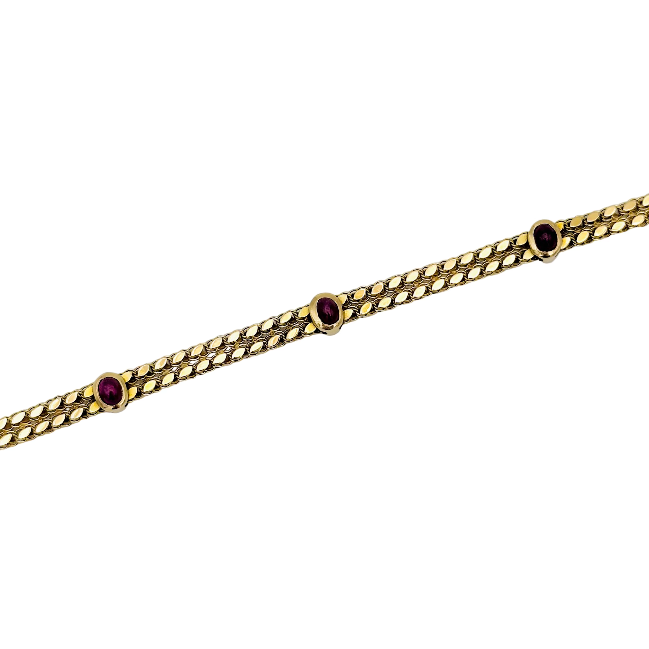 Collier Maille gourmette en or jaune et rubis