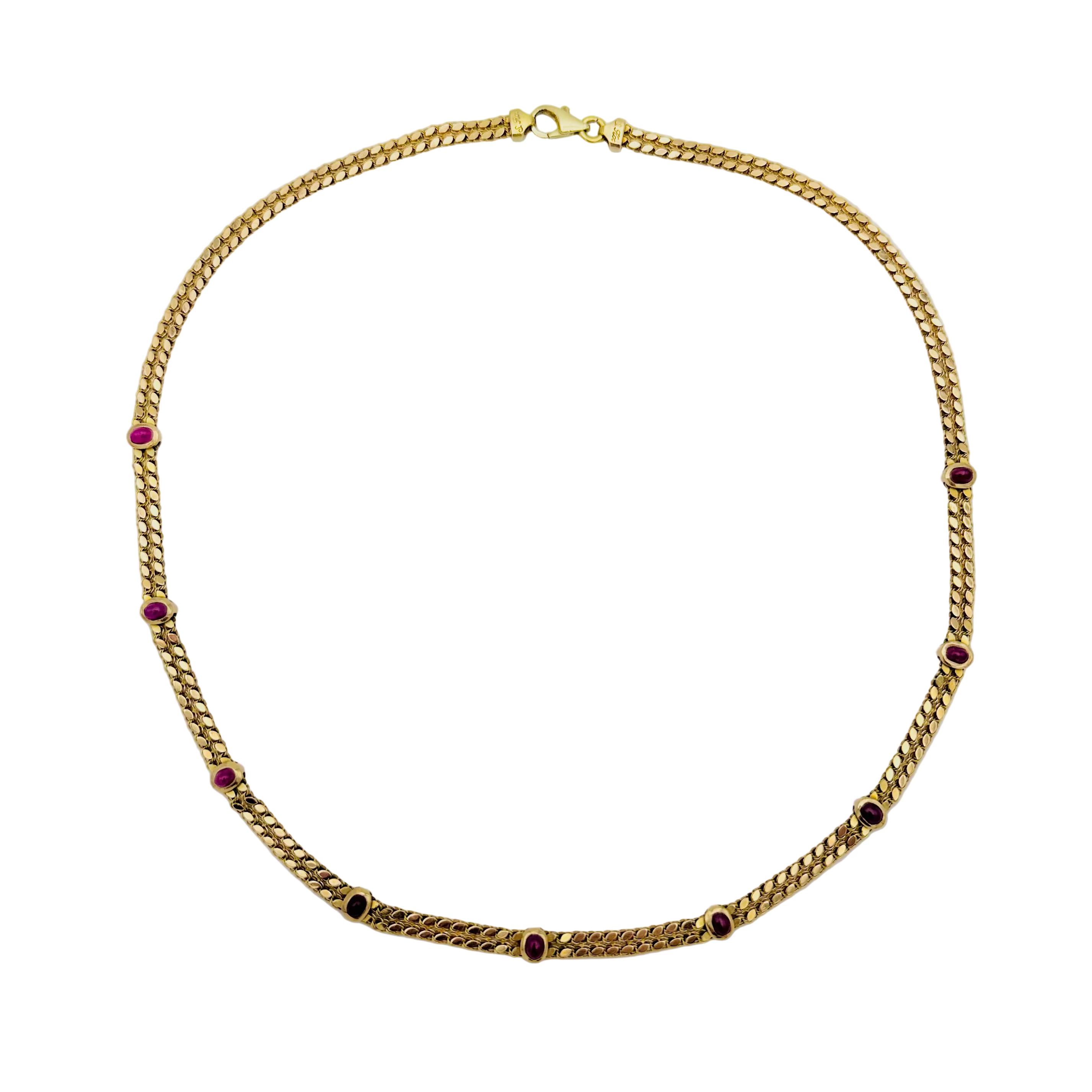 Collier Maille gourmette en or jaune et rubis