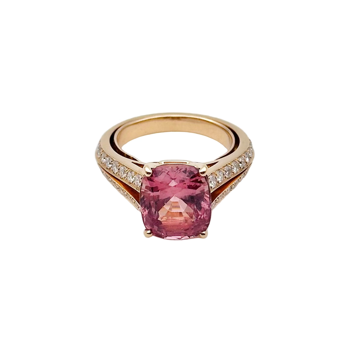 Bague Solitaire en or rose, spinelle et diamants