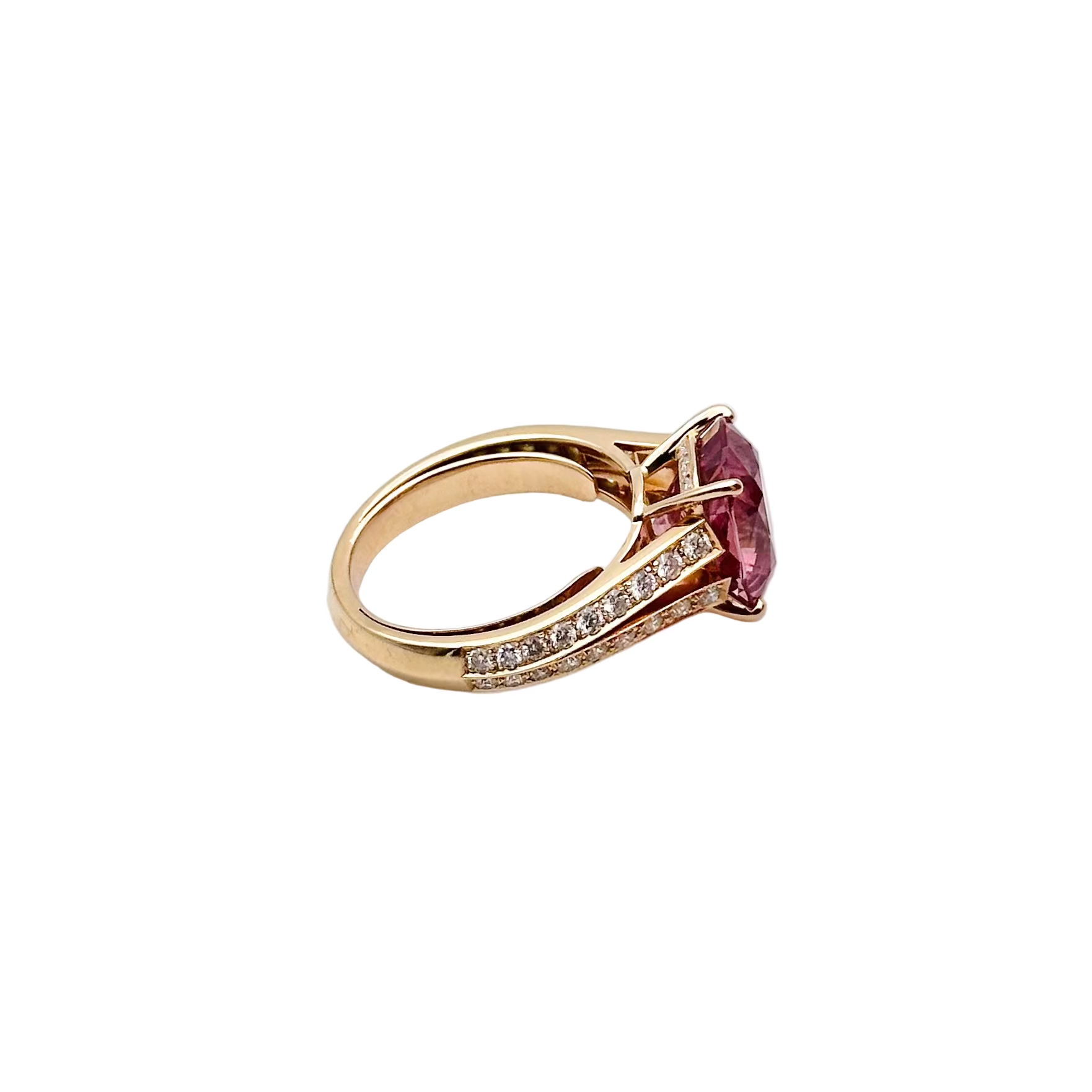 Bague Solitaire en or rose, spinelle et diamants