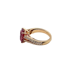 Bague Solitaire en or rose, spinelle et diamants