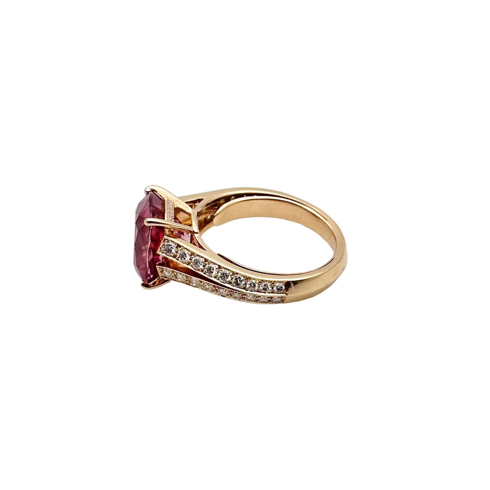 Bague Solitaire en or rose, spinelle et diamants