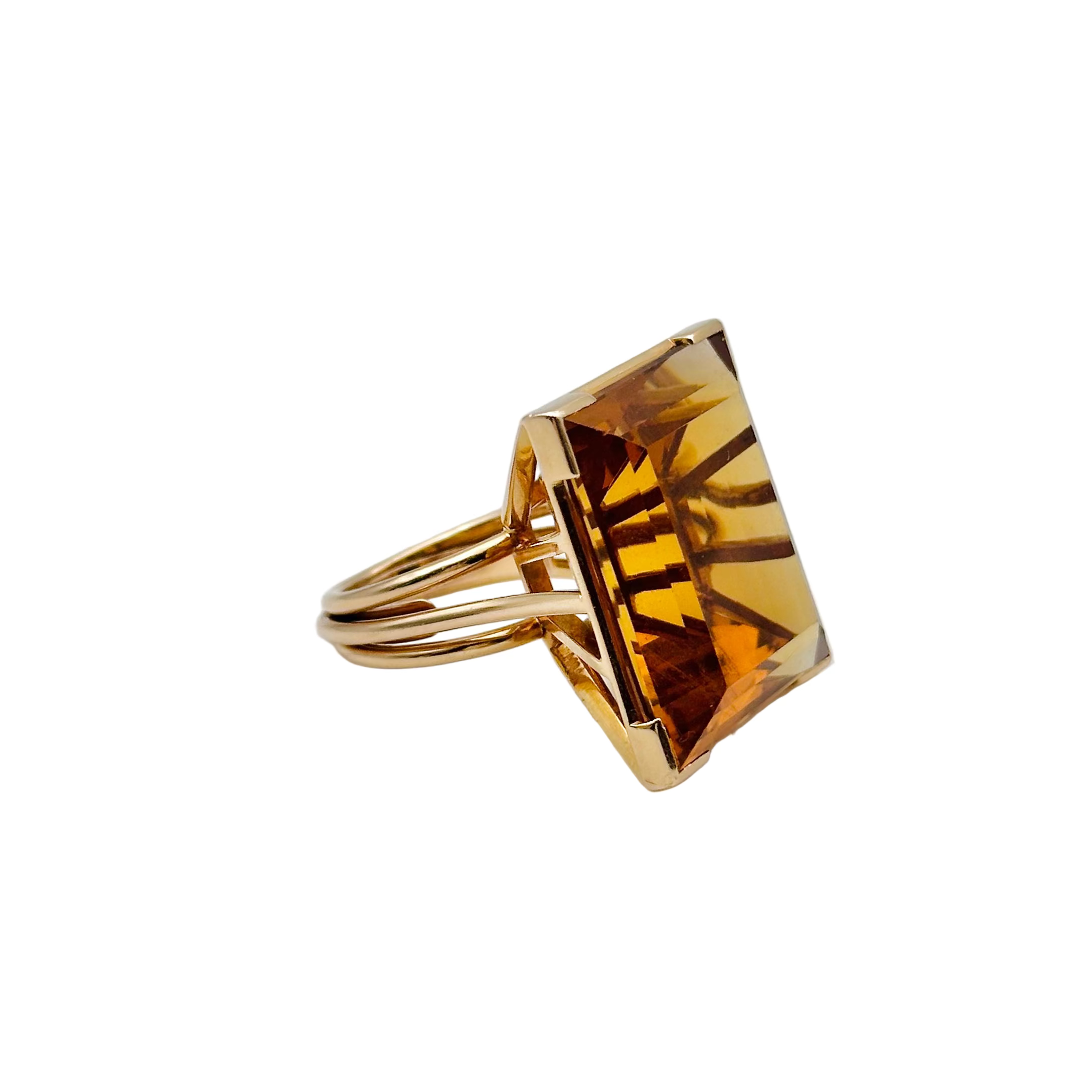 Bague Cocktail en or jaune et citrine