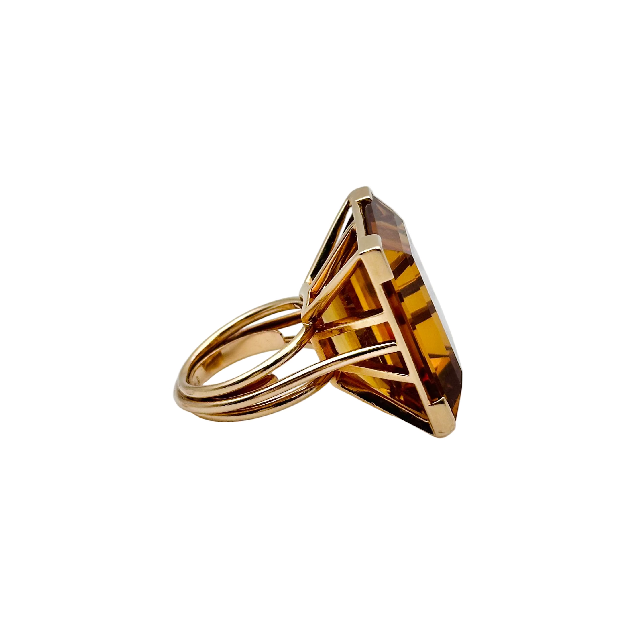 Bague Cocktail en or jaune et citrine