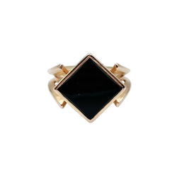 Bague Cocktail en or jaune et onyx