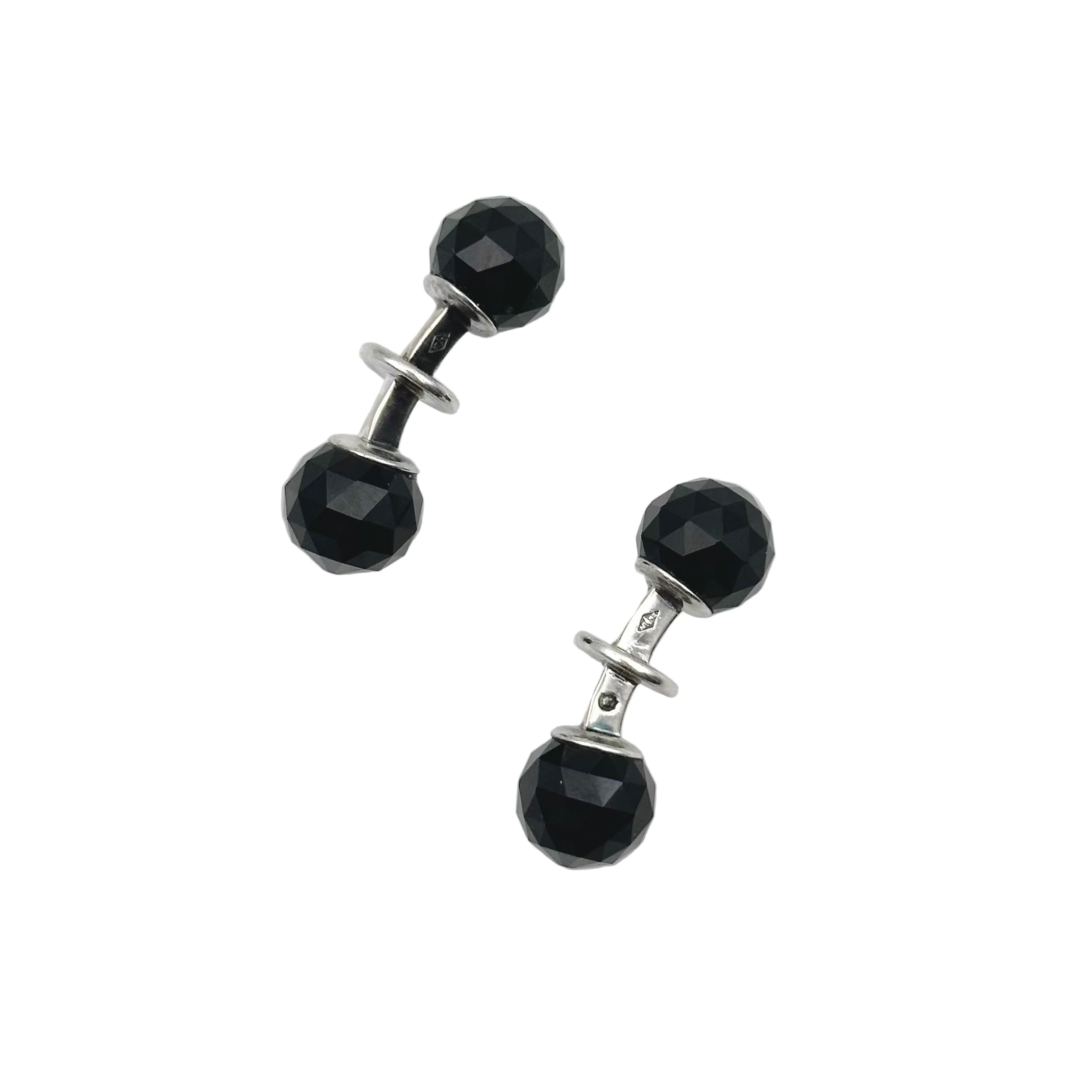 Boutons de manchette HERMÈS en argent et onyx