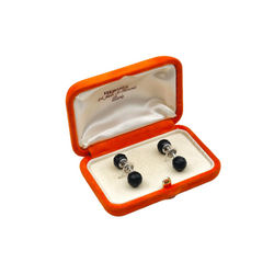 Boutons de manchette HERMÈS en argent et onyx