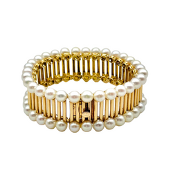 Bracelet Manchette POIRAY "Aphrodite" en or jaune et perles