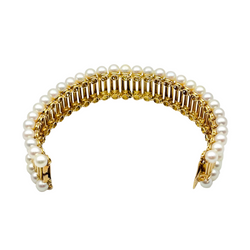 Bracelet Manchette POIRAY "Aphrodite" en or jaune et perles