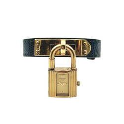 Montre HERMÈS Kelly en plaqué or et cuir