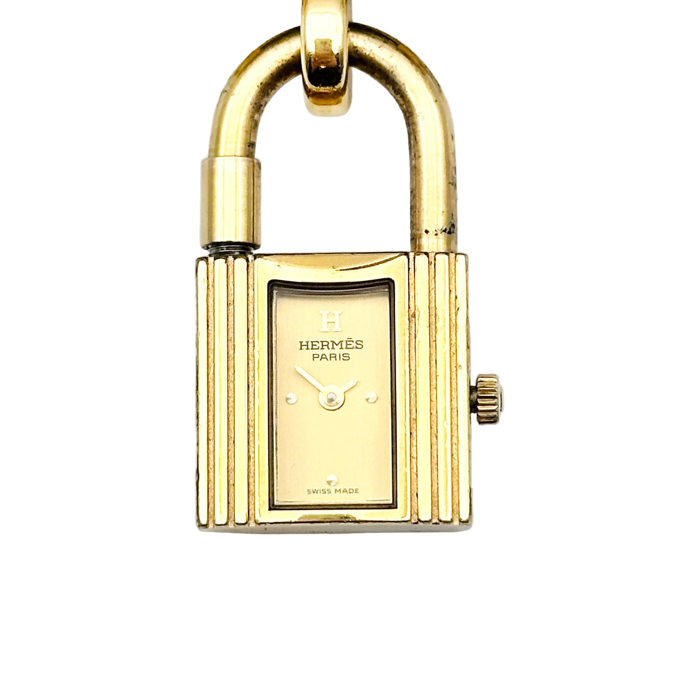 Montre HERMÈS "Kelly" en plaqué or et cuir