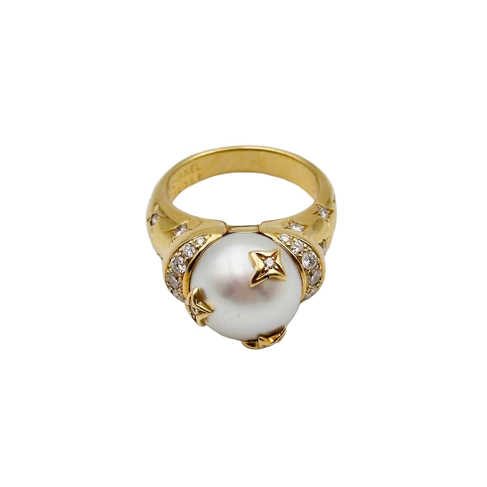 Bague CHANEL Comètes en or jaune, diamants et perle