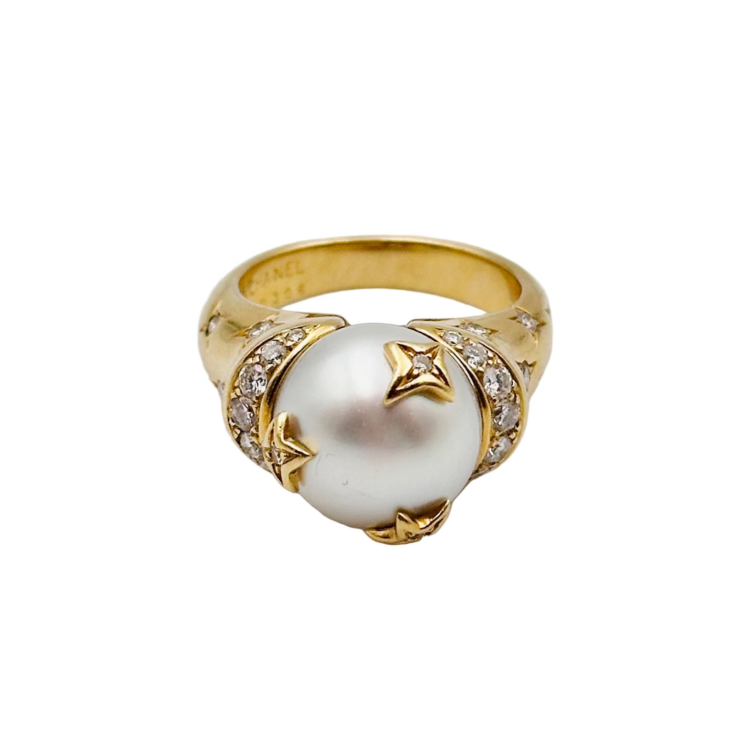 Bague CHANEL Comètes en or jaune, diamants et perle