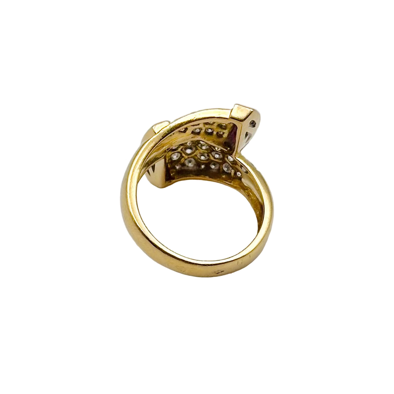 Bague Toi & Moi en or jaune, rubis et diamants