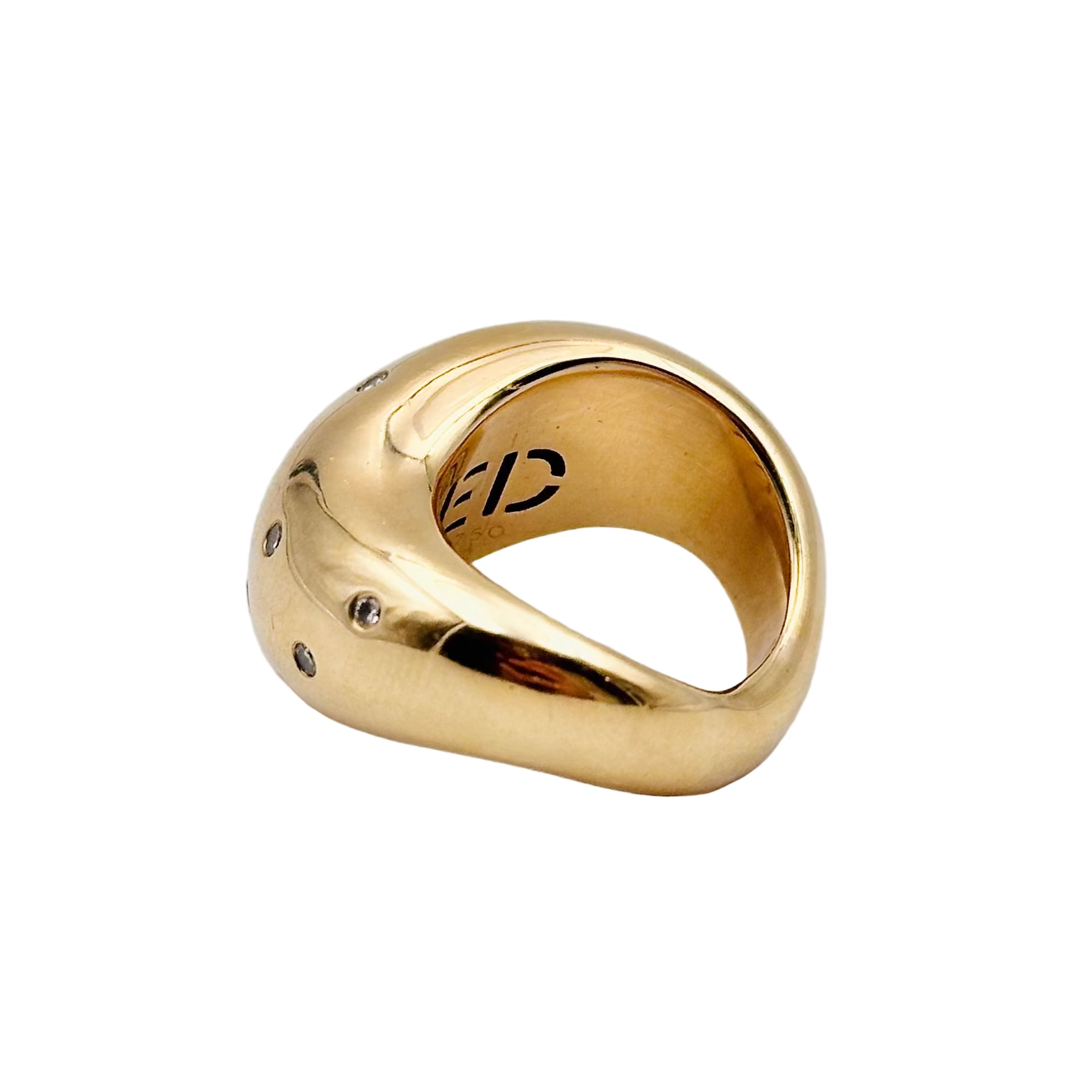 Ring Jonc FRED "Mouvementée" in yellow gold and diamonds