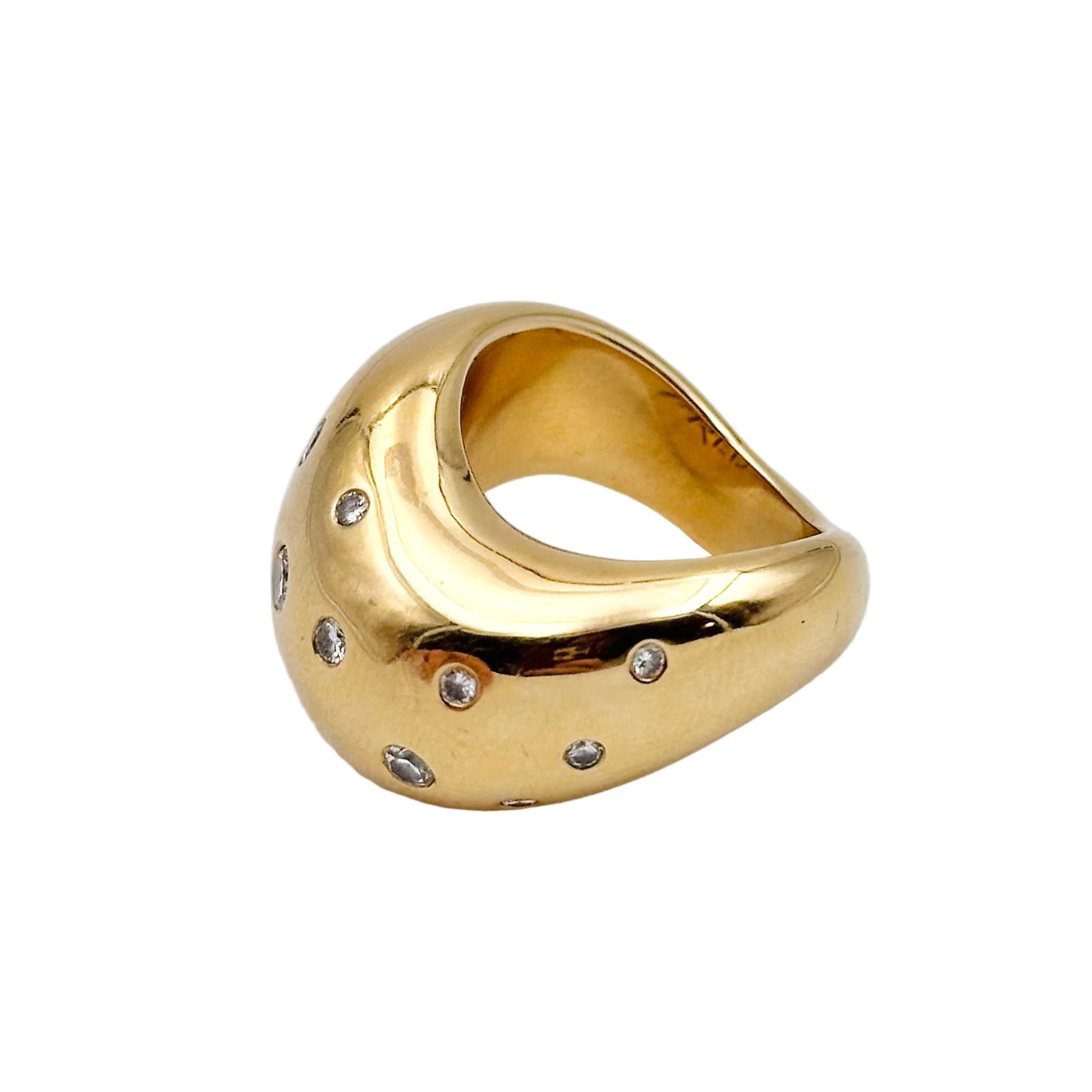 Ring Jonc FRED "Mouvementée" in yellow gold and diamonds