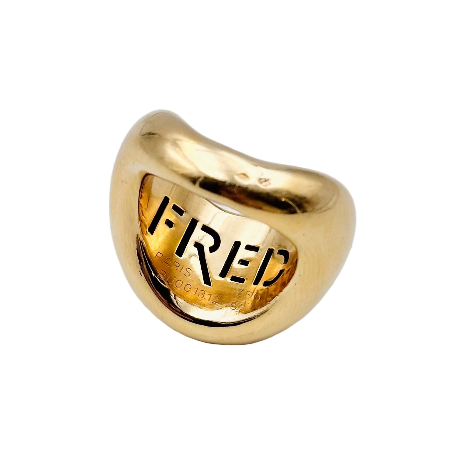 Ring Jonc FRED "Mouvementée" in yellow gold and diamonds
