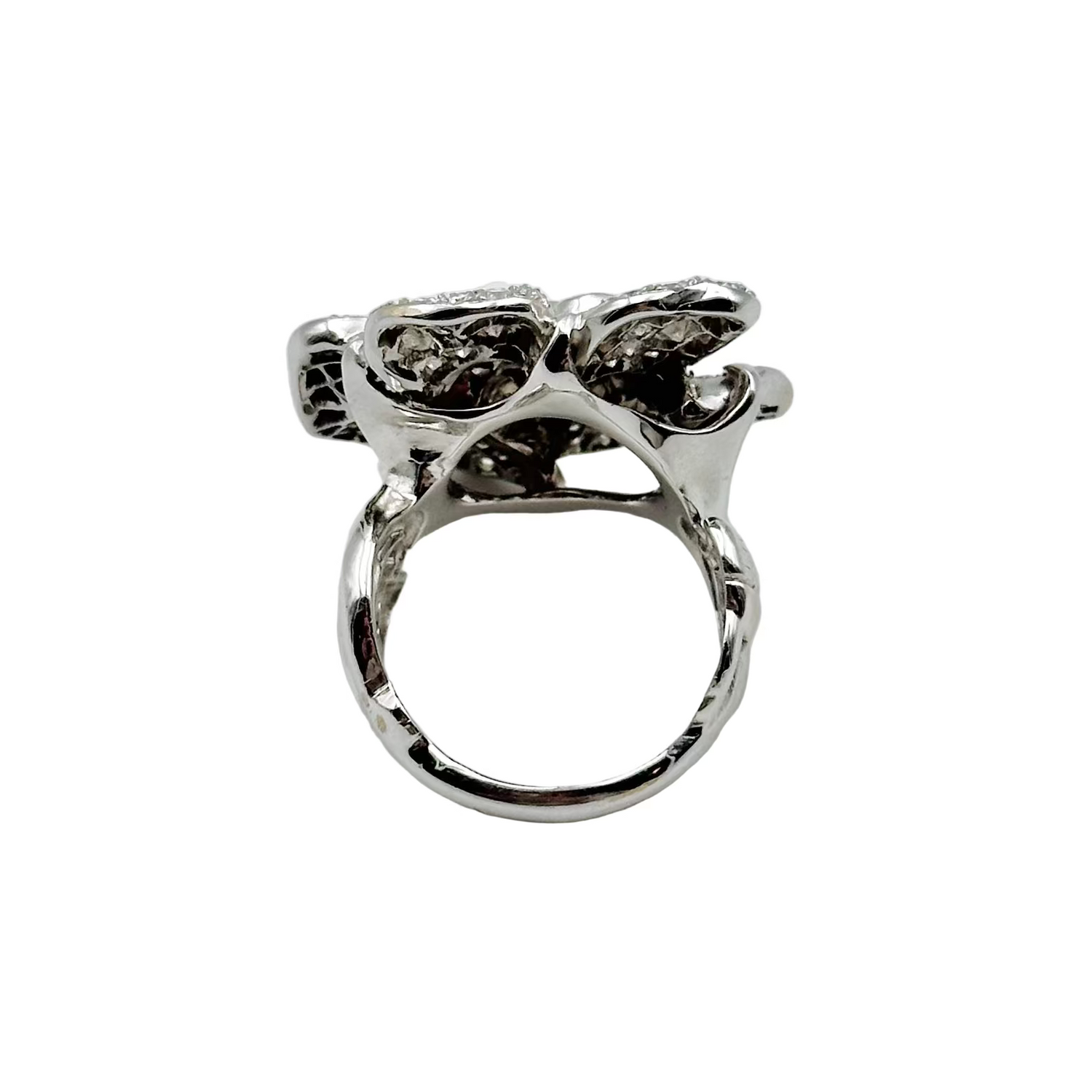 Camellia ring in white gold and diamonds