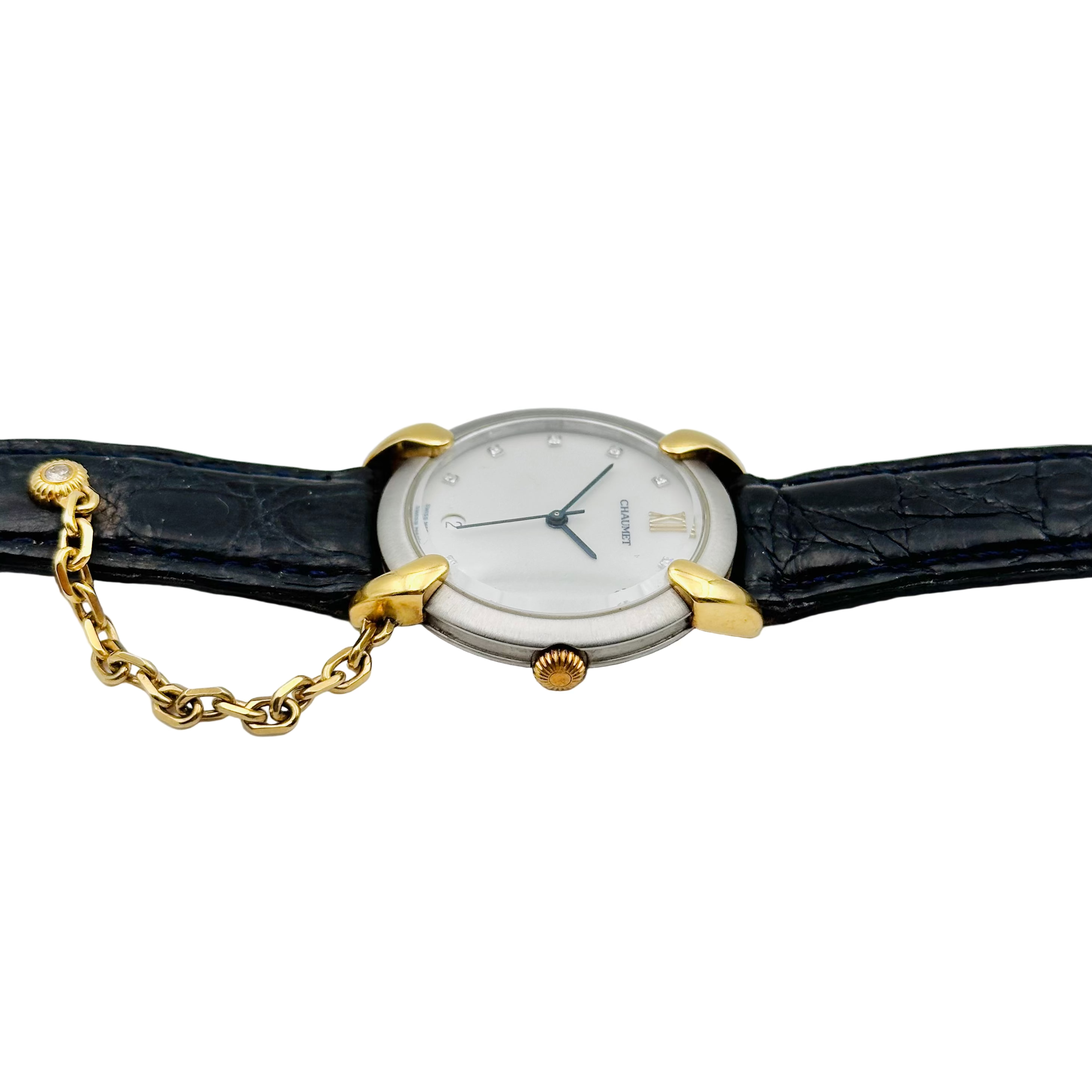 Montre CHAUMET Griffes en or jaune, acier, cuir, nacre et diamants